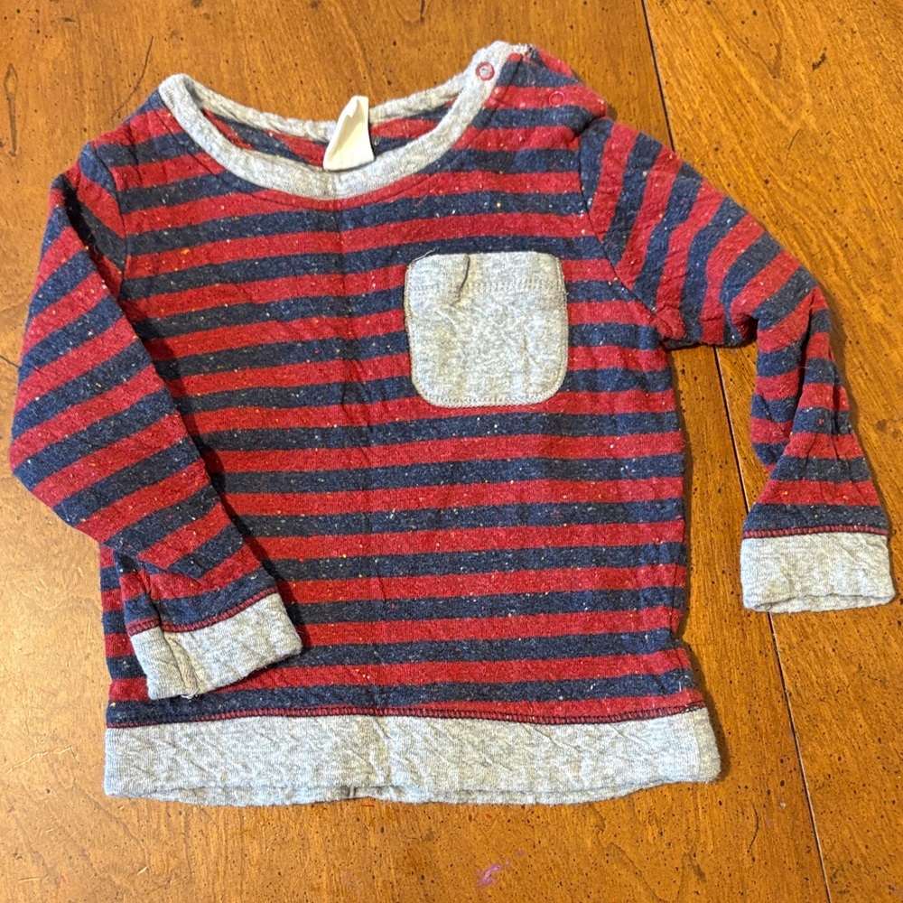 Tucker + Tate Red & Navy Striped Long-Sleeve Pocket Tee
